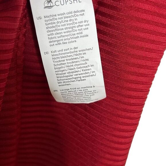 Cupshe NWT Maternity Scoop Neck Criss Cross Back Tie Ribbed One Piece Swimsuit R - Picture 13 of 15